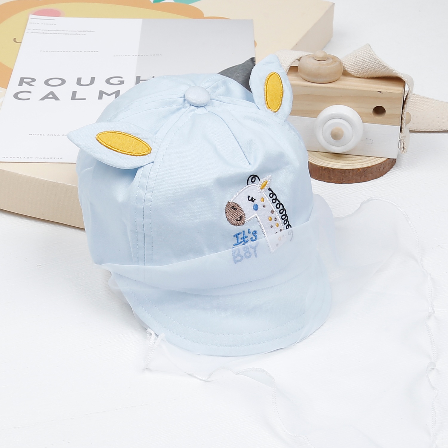 Mũ lưỡi trai phủ voan KidsPlaza thêu hươu DN23 (Xanh)