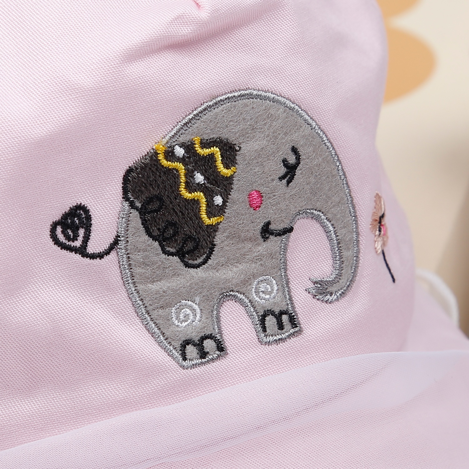 Mũ lưỡi trai phủ voan Kidsplaza thêu voi DN23 (Hồng)