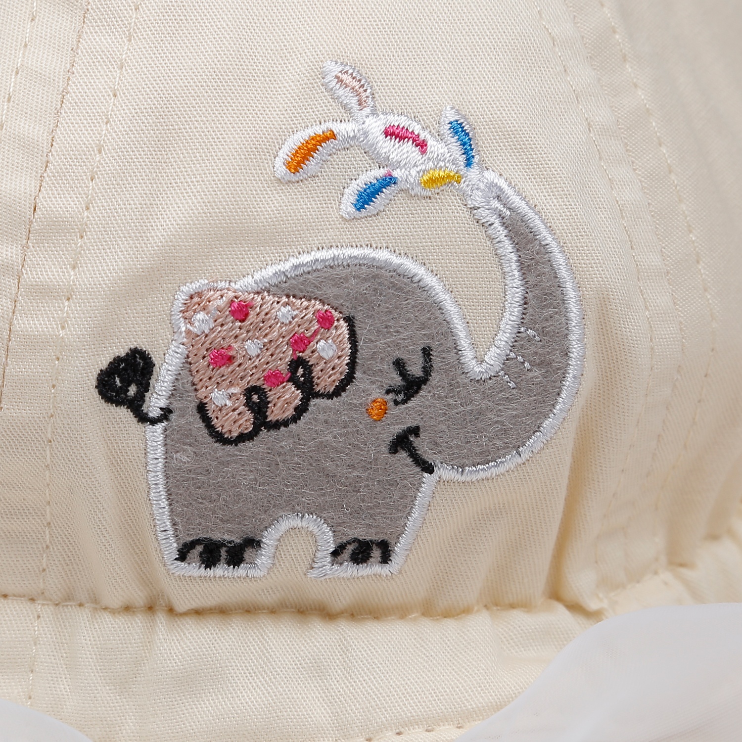 Mũ vành phủ voan KidsPlaza thêu voi DN23 (Be)