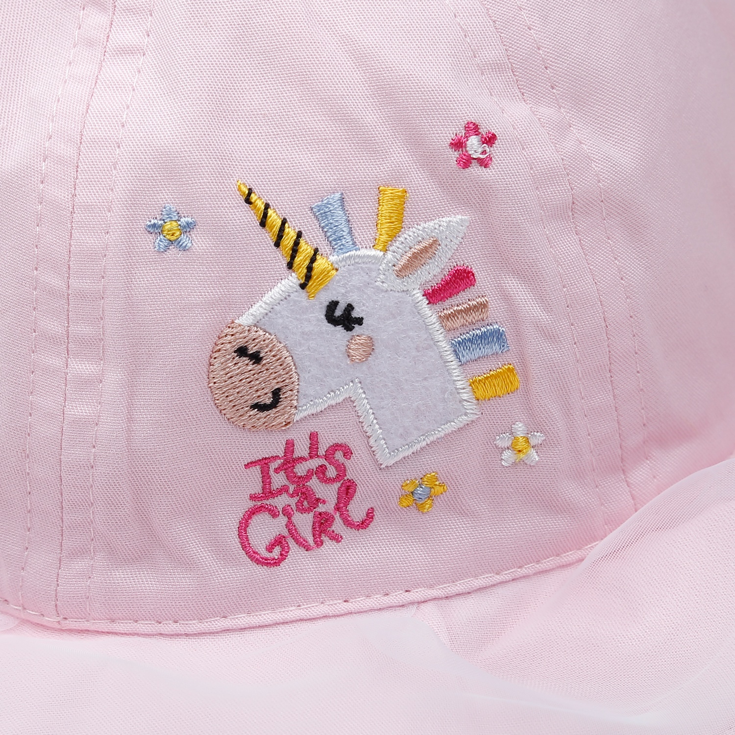 Mũ vành tròn phủ voan Kidsplaza thêu ngựa DN23 (Hồng)