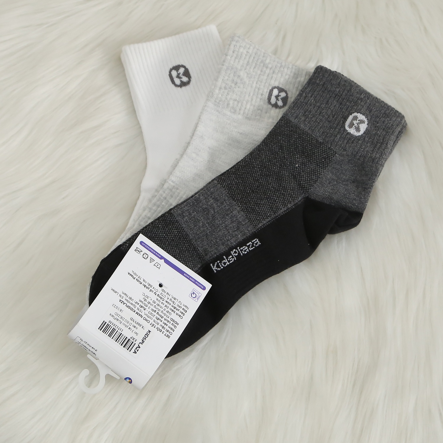 Sét 3 đôi tất nam KidsPlaza DK23D ( Đen-Xám-Ghi) hình 1