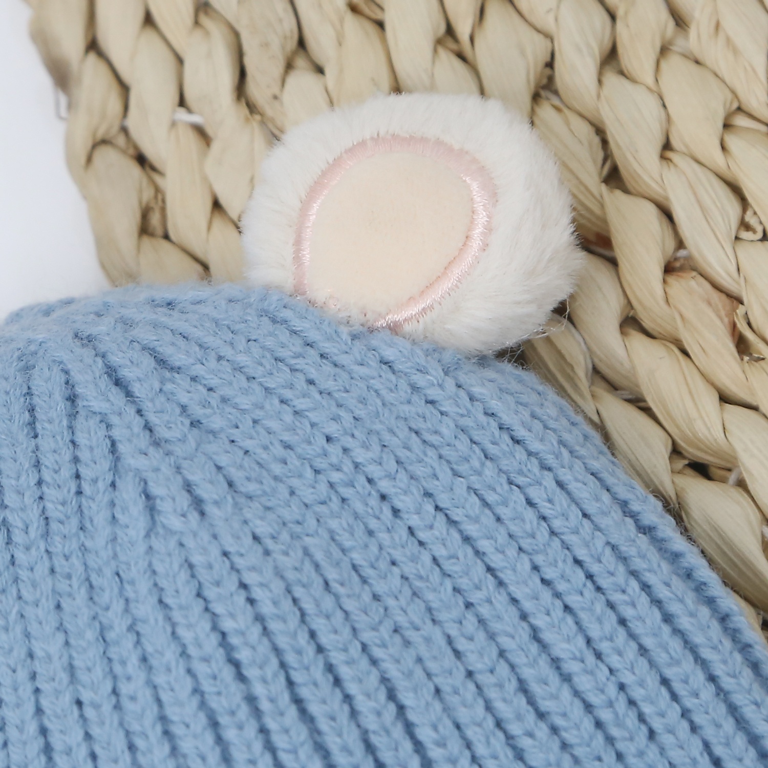 Sét khăn mũ đính tai thỏ 24K-B03 (Xanh) hình 2