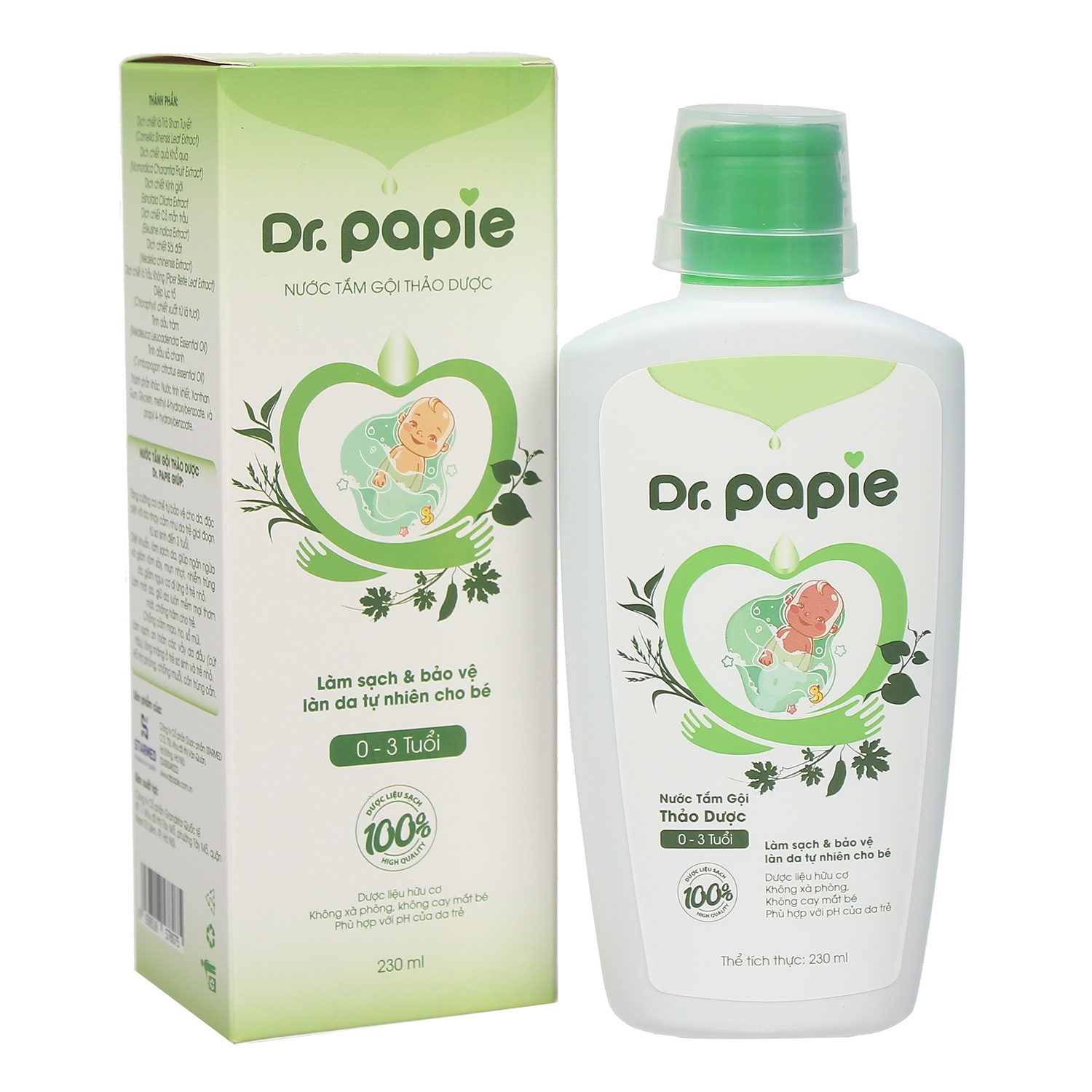 Nước tắm gội thảo dược Dr Papie 230ml hình 1