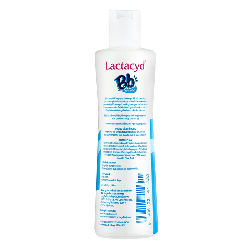Sữa tắm Lactacyd BB 250ml cho bé hình 4