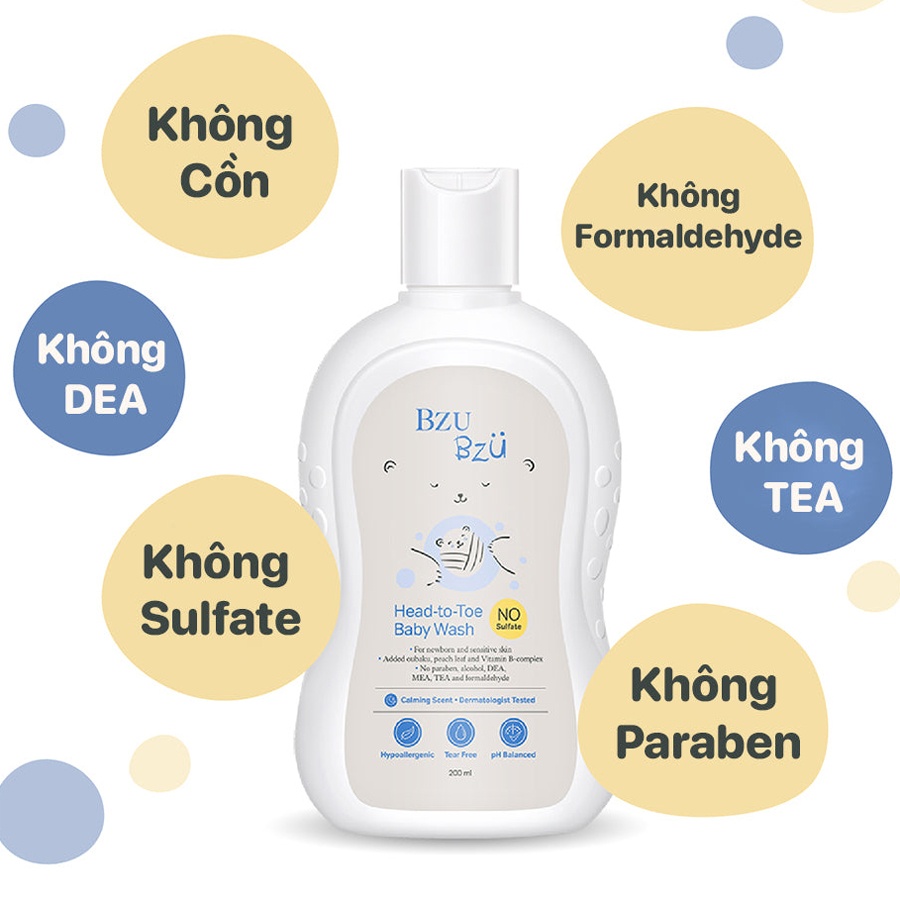 Sữa tắm gội toàn thân sơ sinh Bzu Bzu 200ml 2