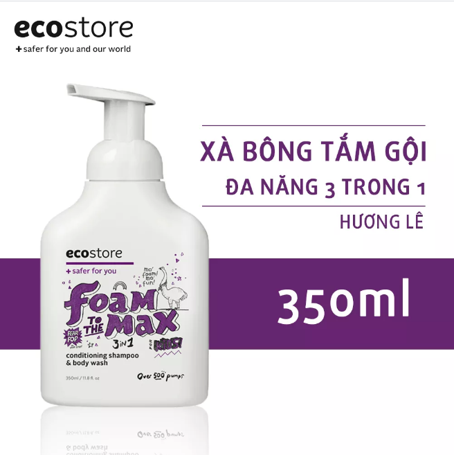 Xà bông tắm gội đa năng 3 trong 1 hương lê gốc thực vật Ecostore 350ml  hình 1