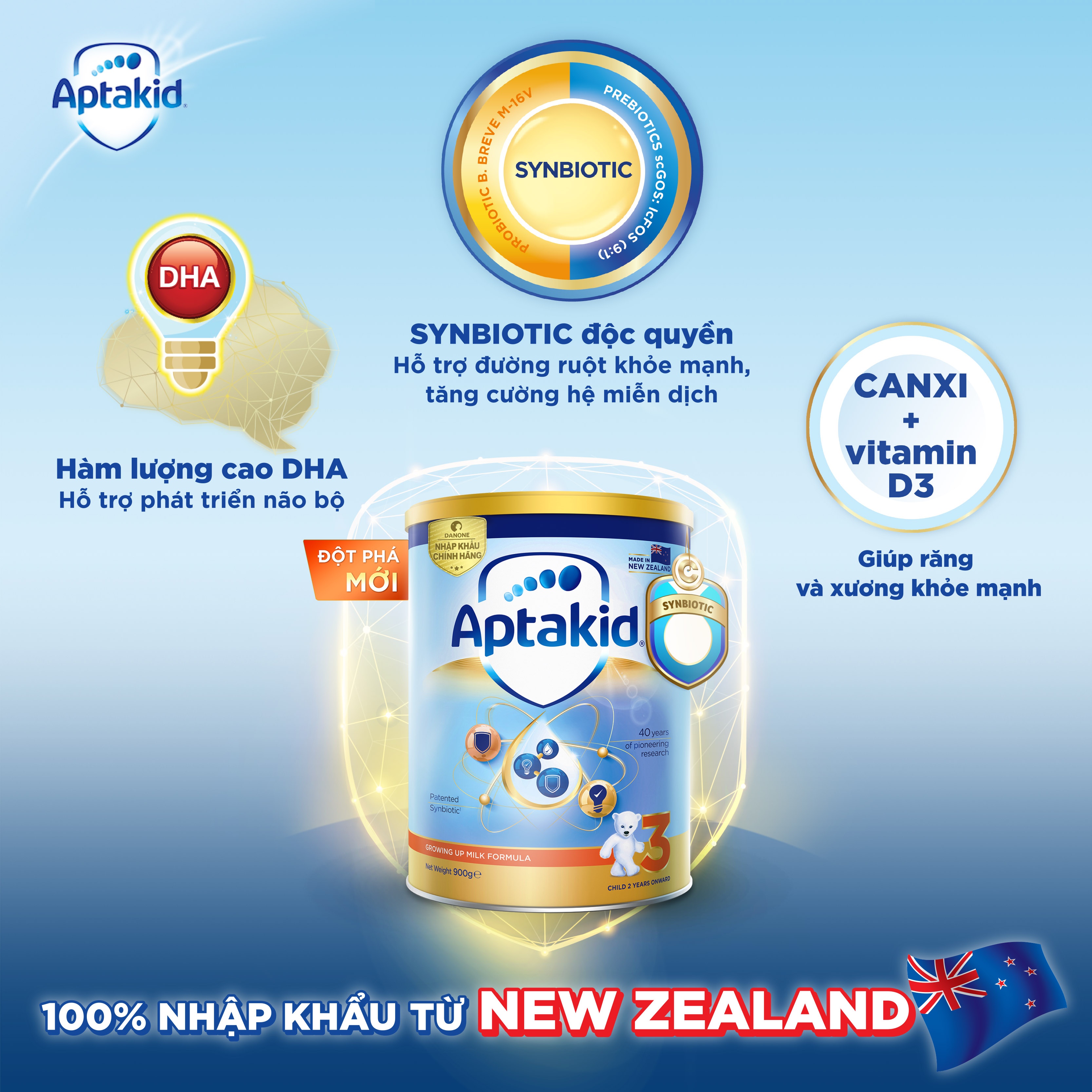 Sữa Aptakid New Zealand số 3 900g cho bé 2Y+ hình 2