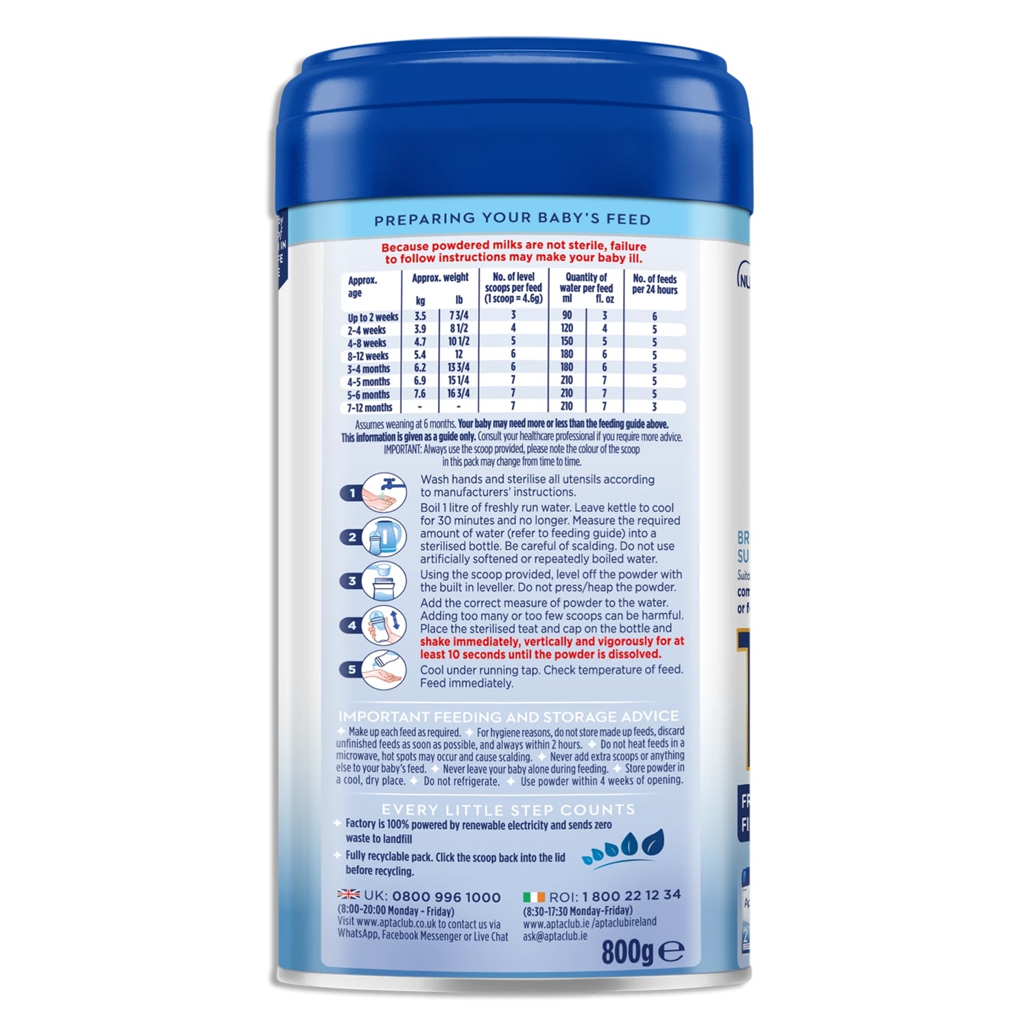 Sữa Aptamil Advanced số 1 800g của Anh cho trẻ từ 0-6 tháng (Hàng Air) hình 4