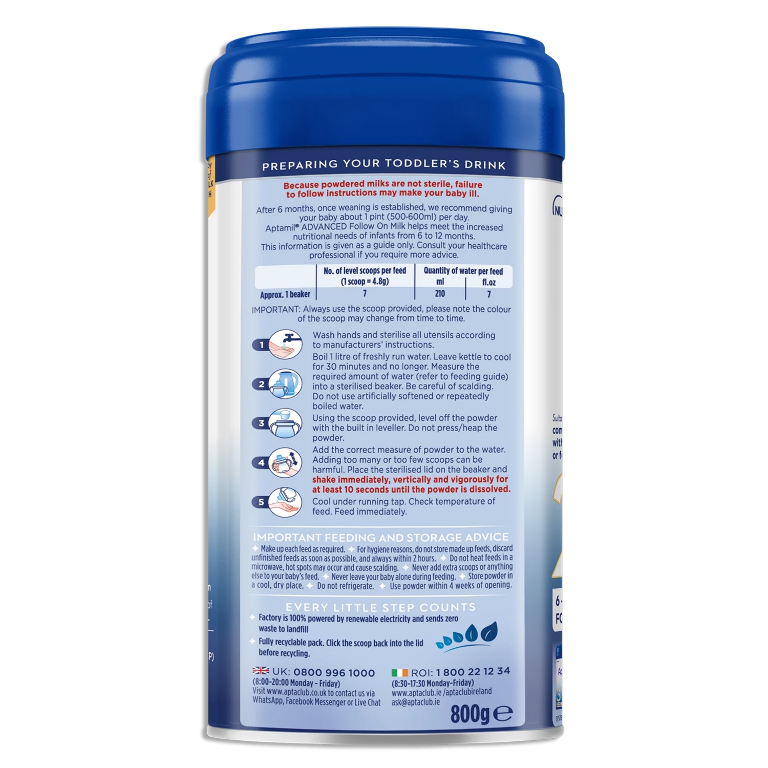 Sữa Aptamil Advanced số 2 800g của Anh cho trẻ từ 6-12 tháng (Hàng Air) hình 4