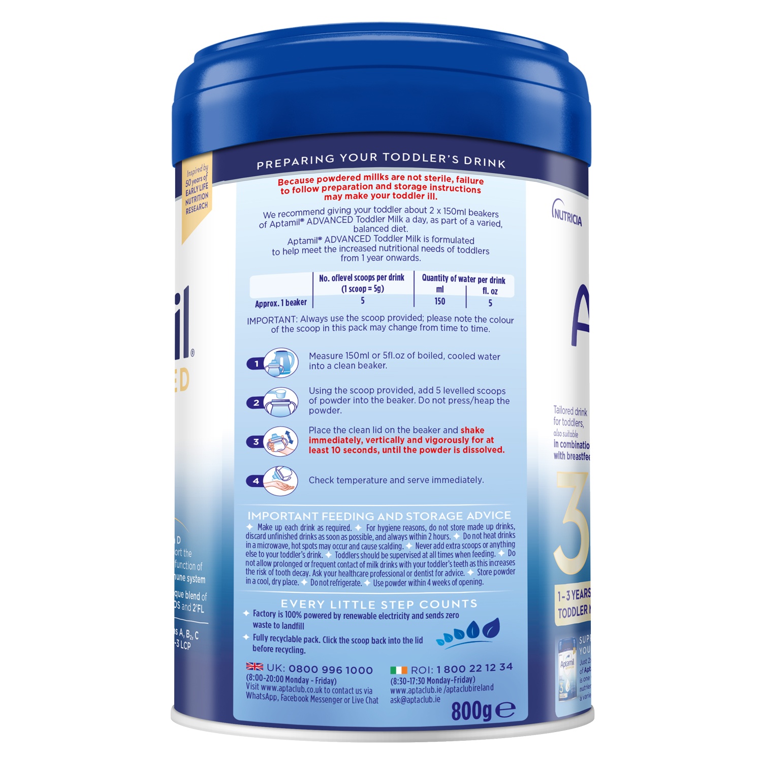 Sữa Aptamil Advanced số 3 800g của Anh cho trẻ từ 1 tuổi trở lên hình 3