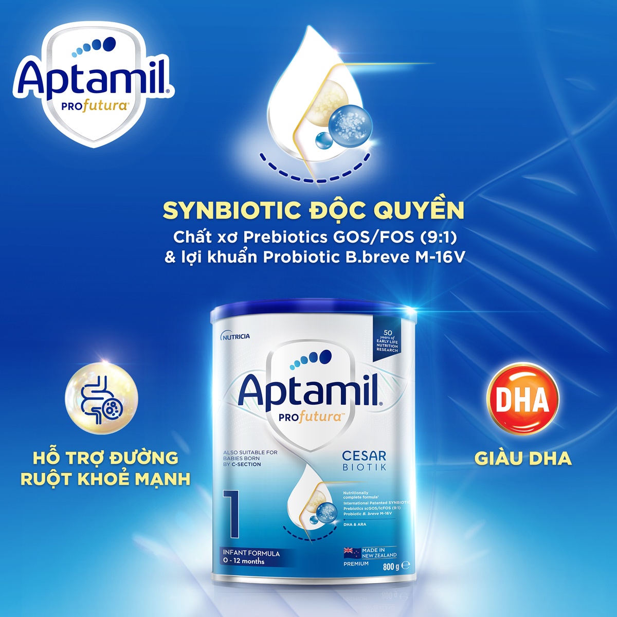 Sữa Aptamil Profutura Cesarbiotik số 1 800g dành cho bé 0 - 12 tháng tuổi hình 3