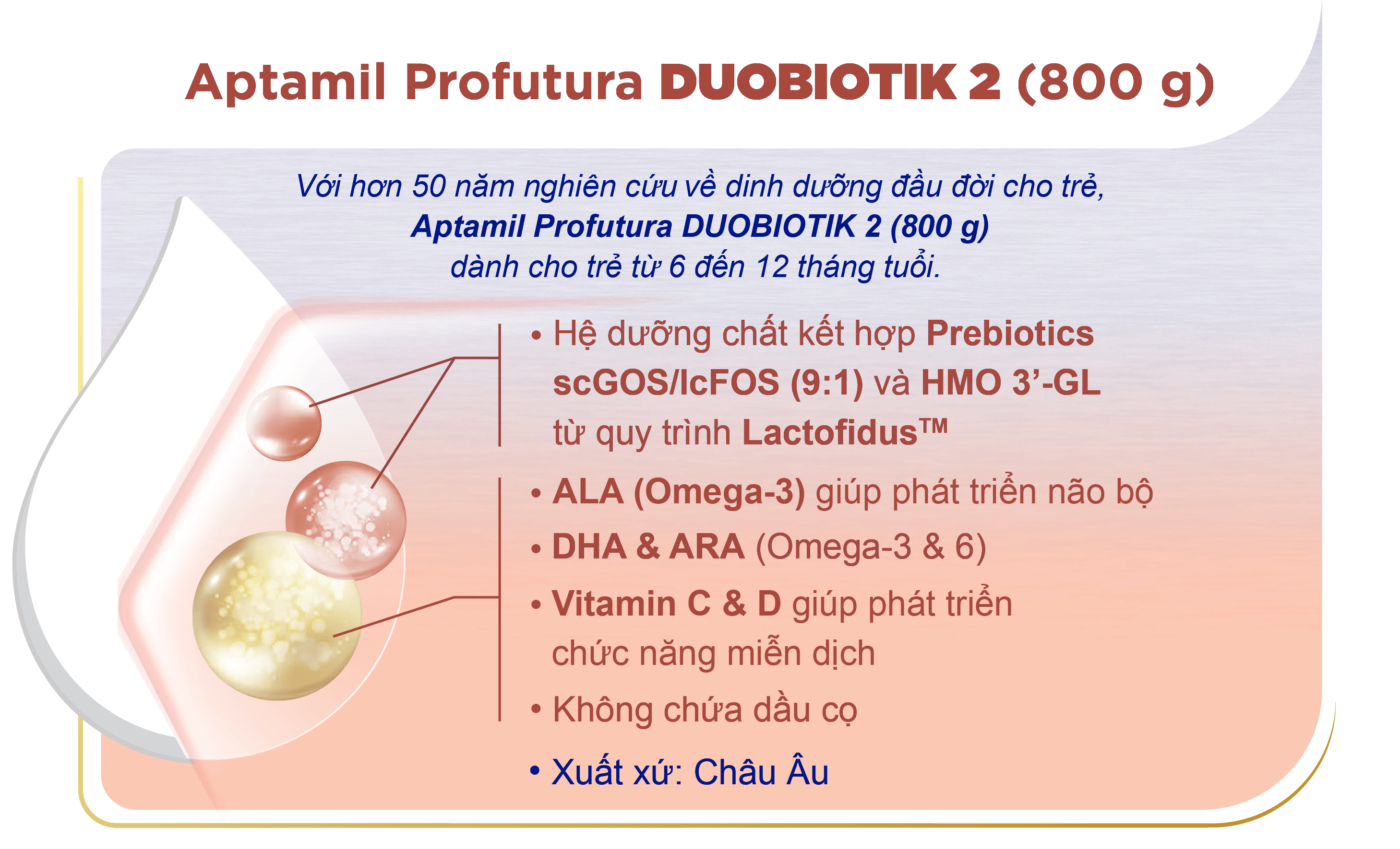 Sữa Aptamil Profutura Duobiotik số 2 800g ( 6 - 12 tháng) hình 2