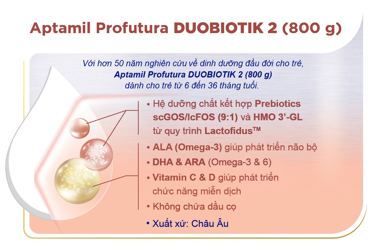 Sữa Aptamil Hà Lan Profutura Duobiotik 2 800g hình 2