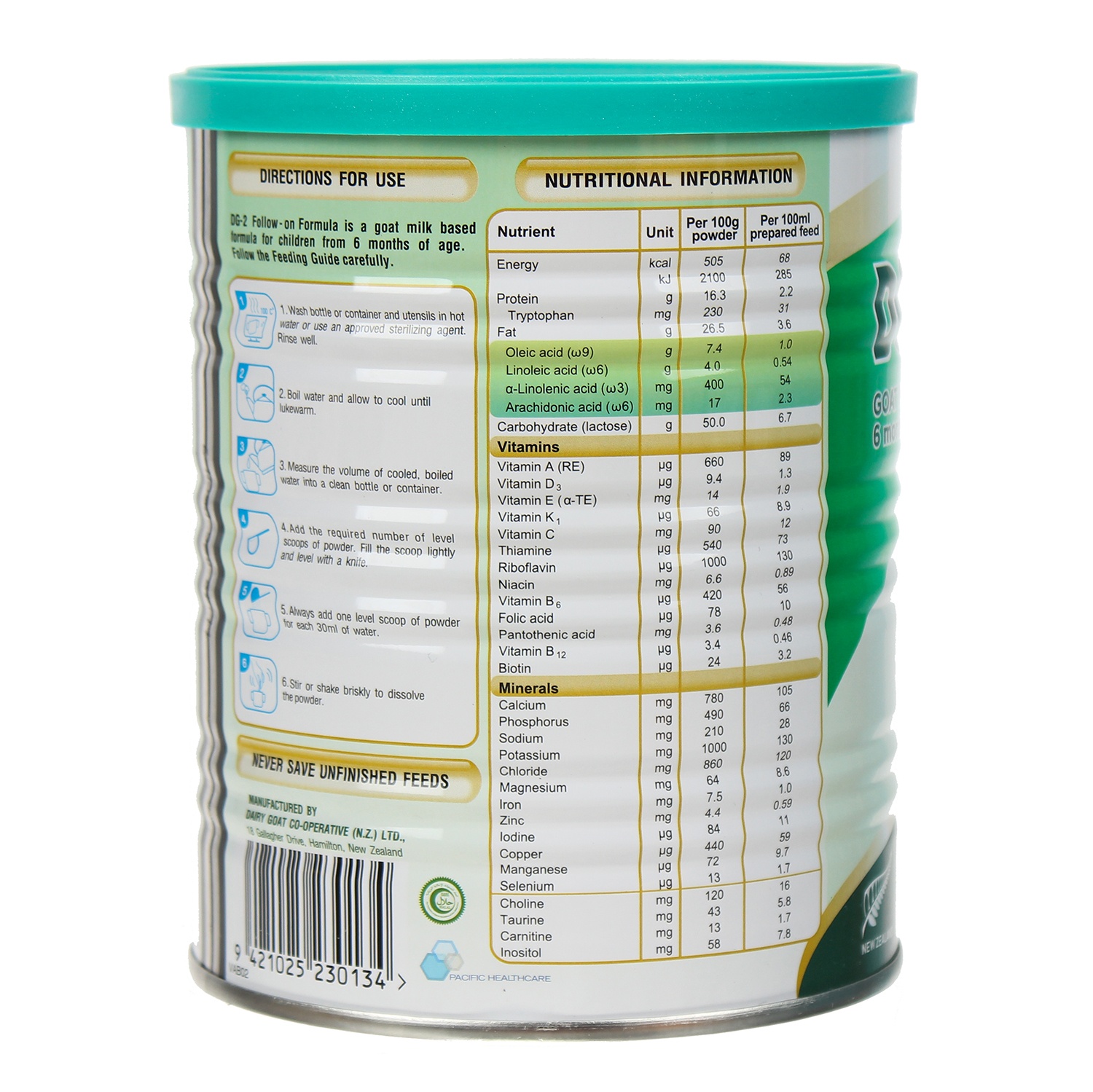 Sữa dê DG New Zealand 2 400g cho bé 6M-36M hình 2