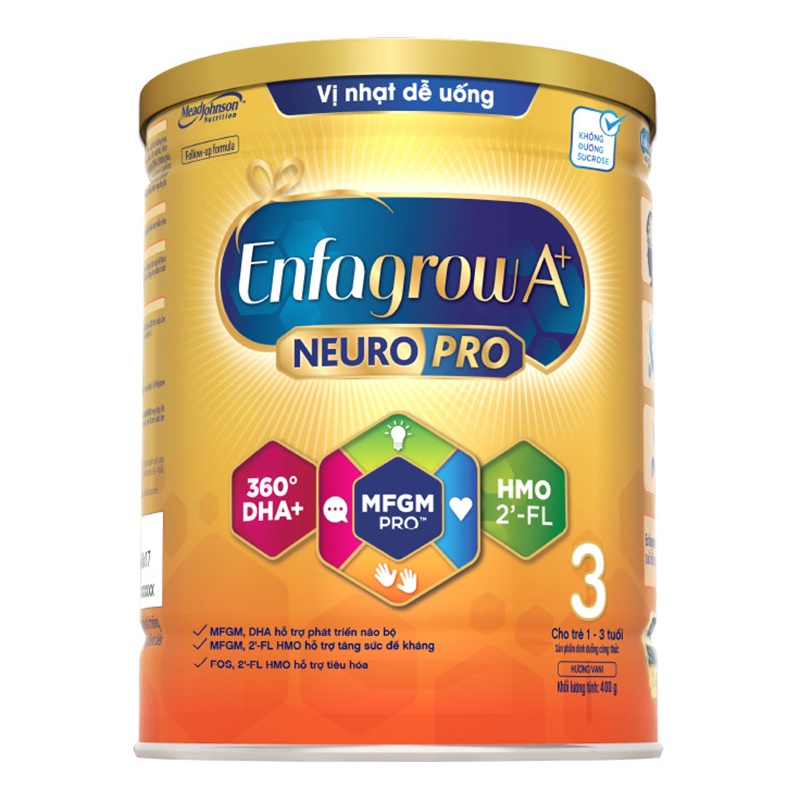 Sữa Enfagrow A+ NeuroPro HMO Số 3 (400g) cho bé từ 1-3 tuổi - Vị nhạt dễ uống hình 1