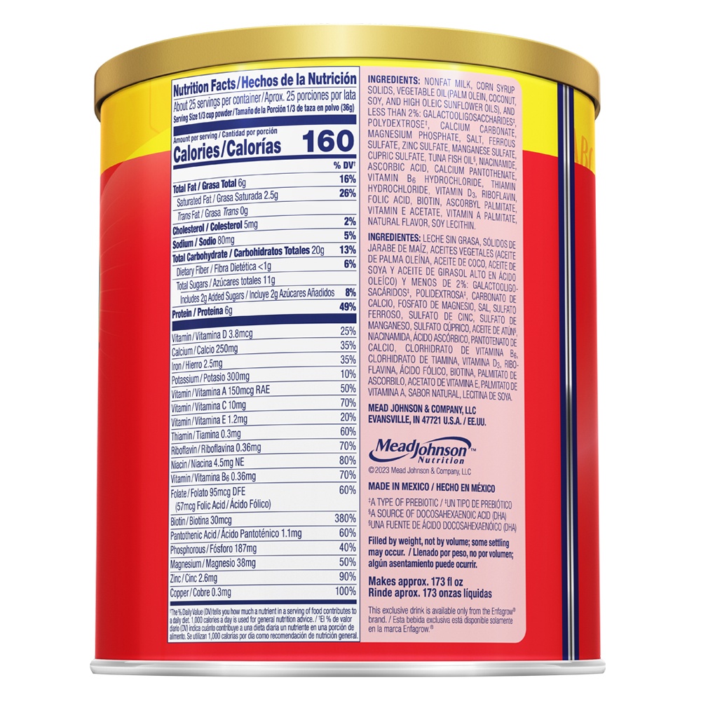 Thành phần sữa bột Enfagrow Premium Toddler cho bé từ 1+