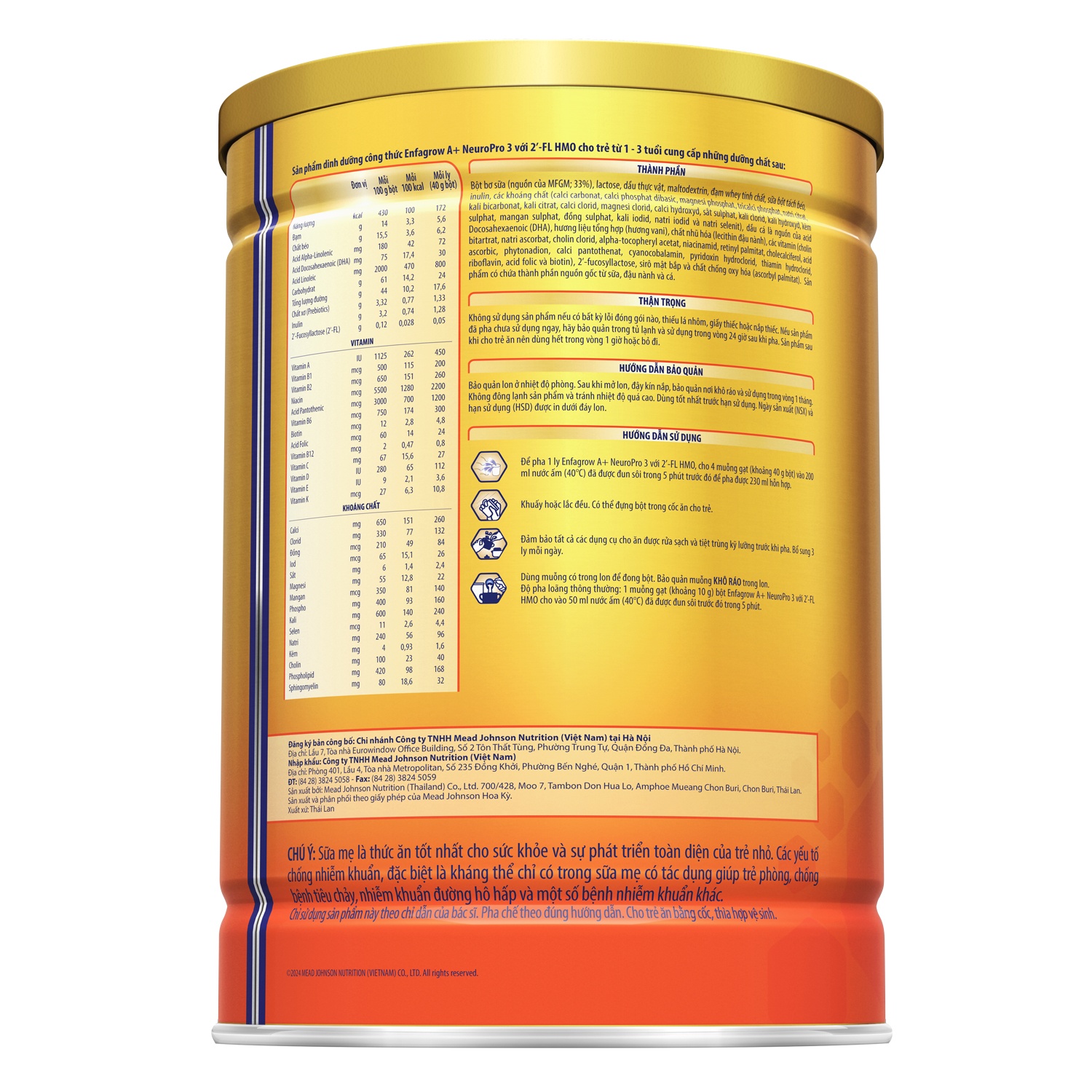 Hướng dẫn pha sữa Enfagrow A+ NeuroPro 3 (1,7kg) cho bé từ 1-3 tuổi - New