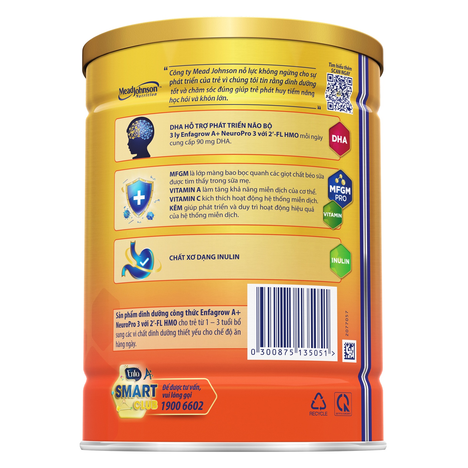 Công dụng sữa Enfagrow A+ NeuroPro 3 830g cho bé từ 1-3 tuổi - New