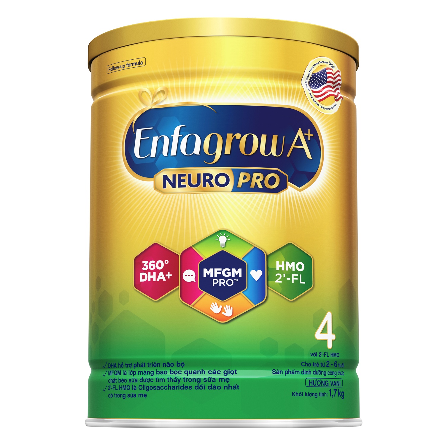 Sữa Enfagrow A+ NeuroPro 4 (1,7kg) 2Flex cho bé từ 2-6 tuổi 