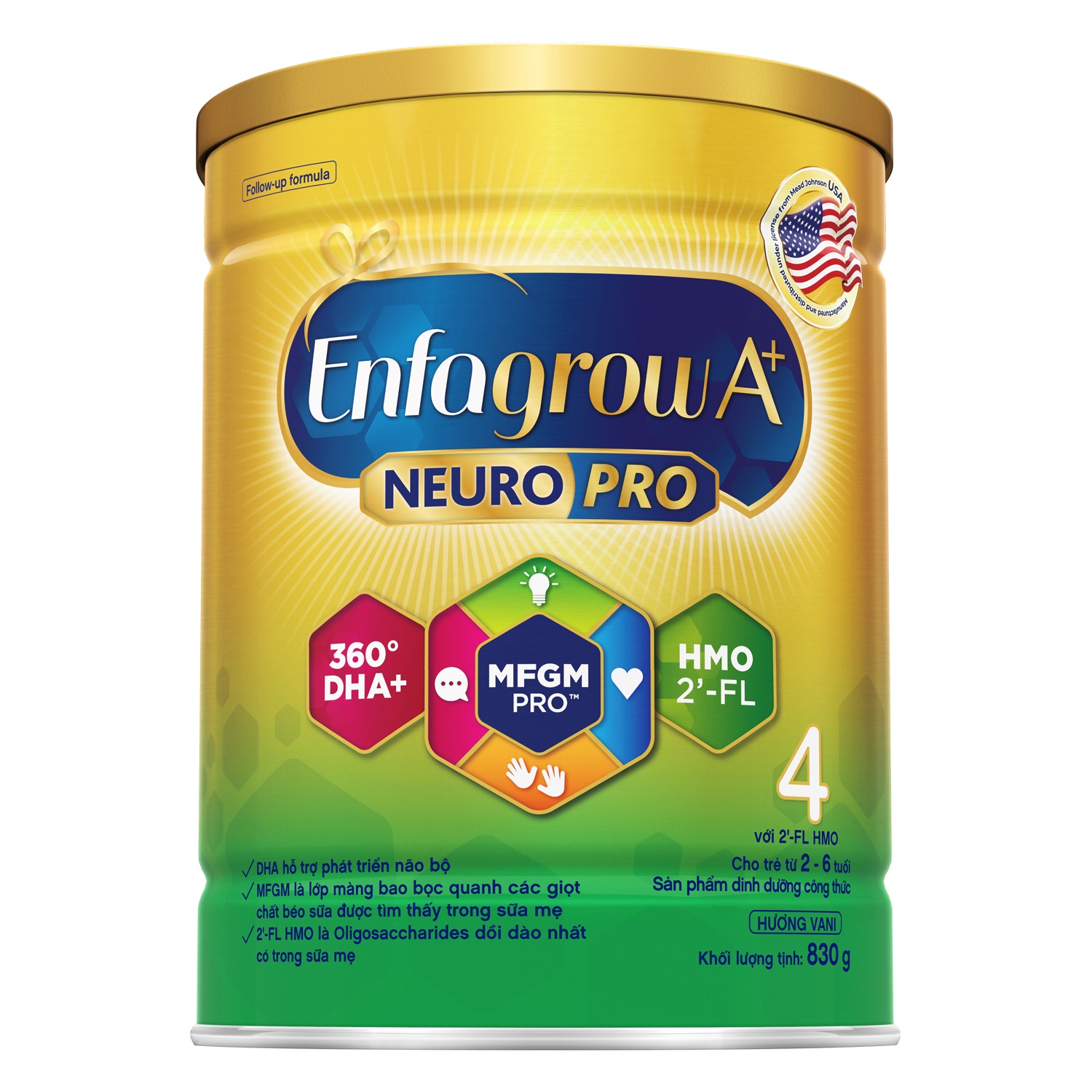 Sữa Enfagrow A+ NeuroPro 4 830g 2Flex cho bé từ 2-6 tuổi - New
