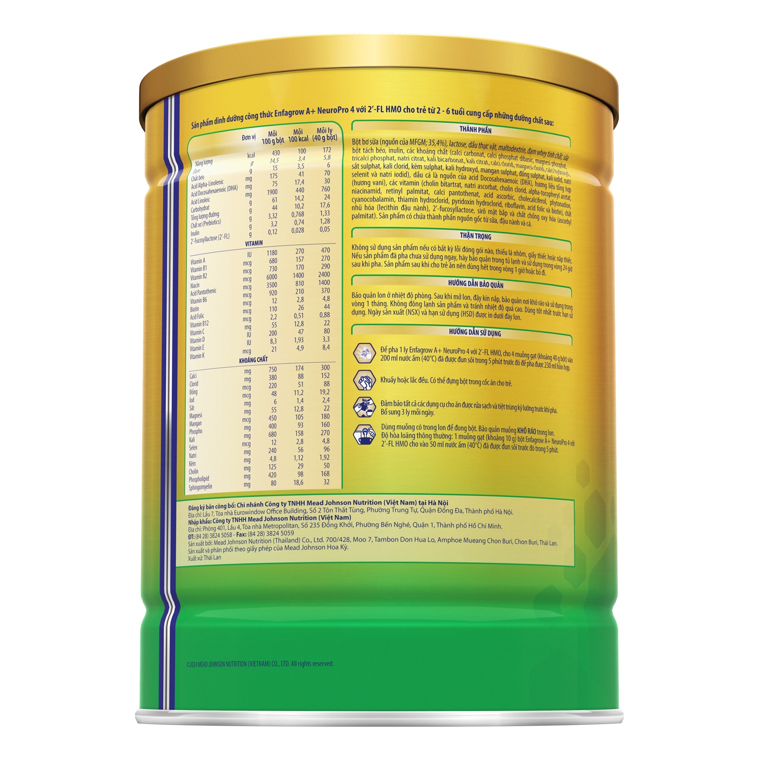 Hướng dẫn pha sữa Enfagrow A+ NeuroPro 4 830g 2Flex cho bé từ 2-6 tuổi - New