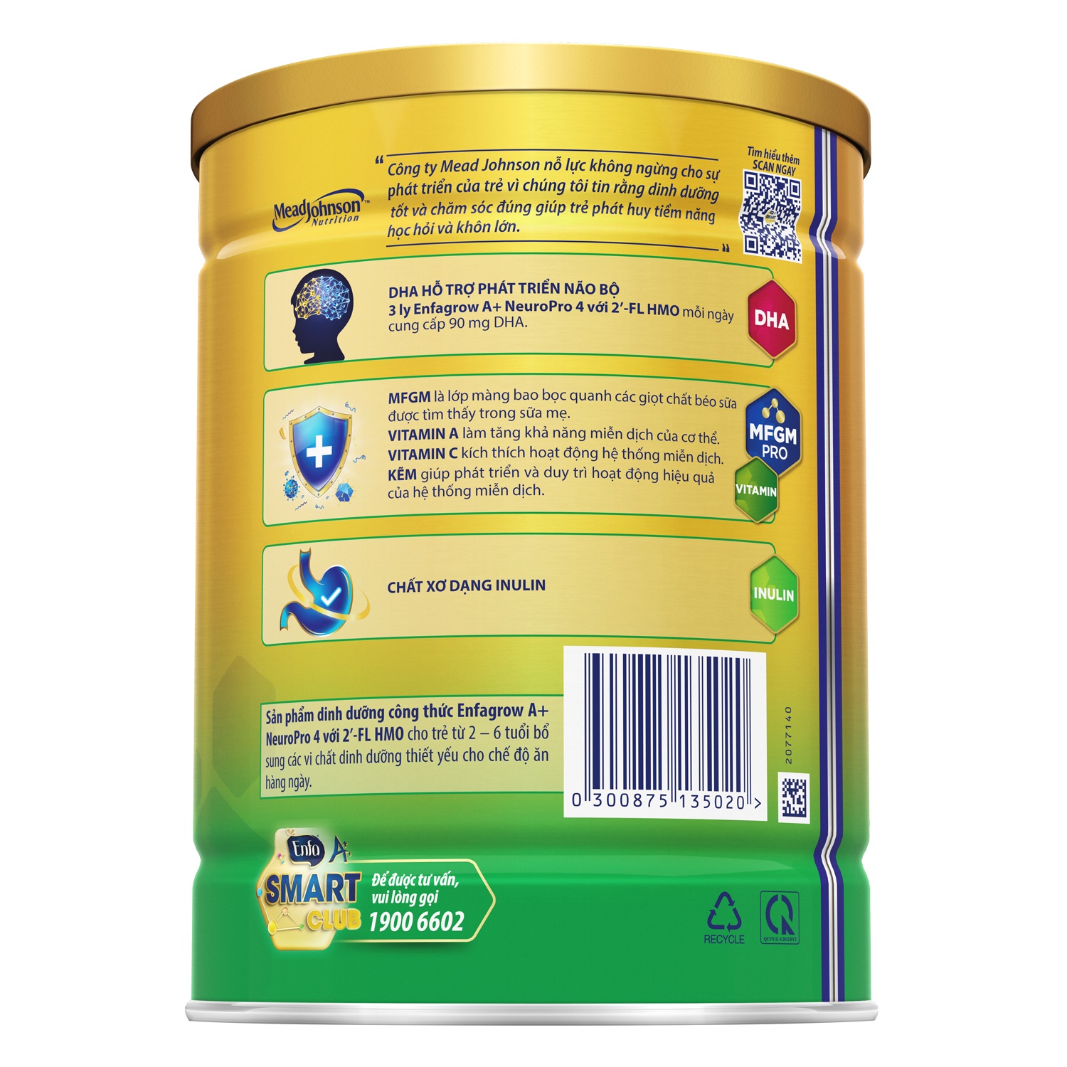 Công dụng sữa Enfagrow A+ NeuroPro 4 830g 2Flex cho bé từ 2-6 tuổi - New
