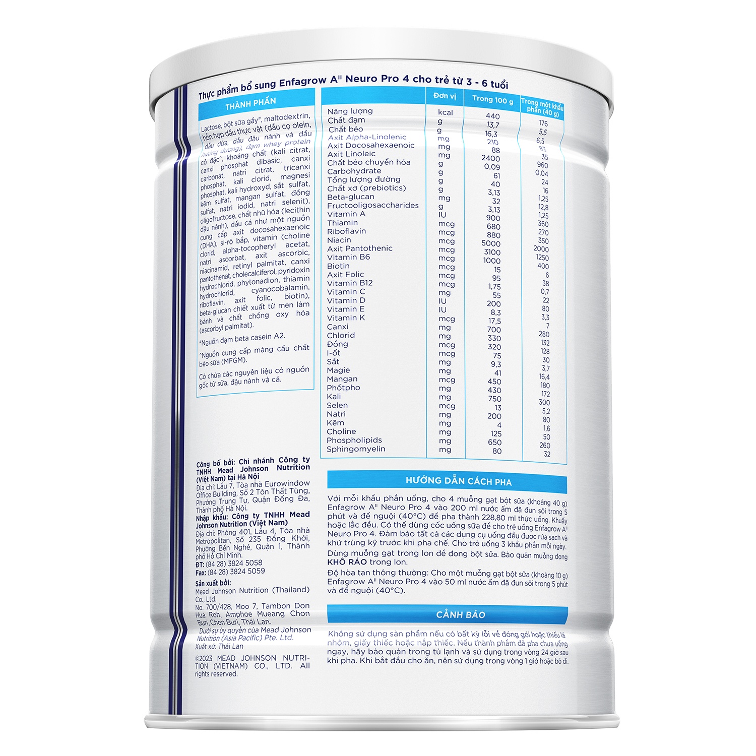 Sữa Enfagrow A2 Neuropro 4 1.7kg cho trẻ từ 3-6 tuổi hình 2