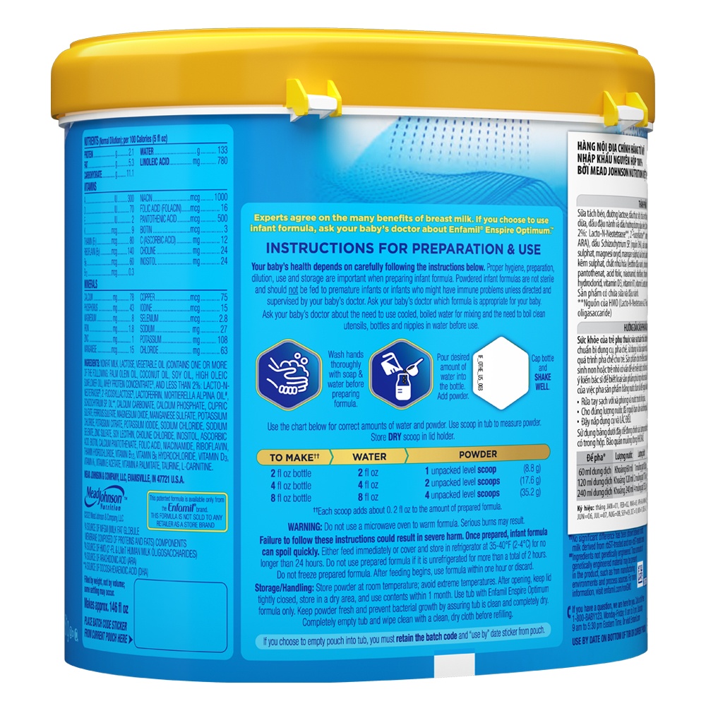 Sữa Enfamil Enspire Infant Formula 581g cho bé 0-12 tháng tuổi hình 2