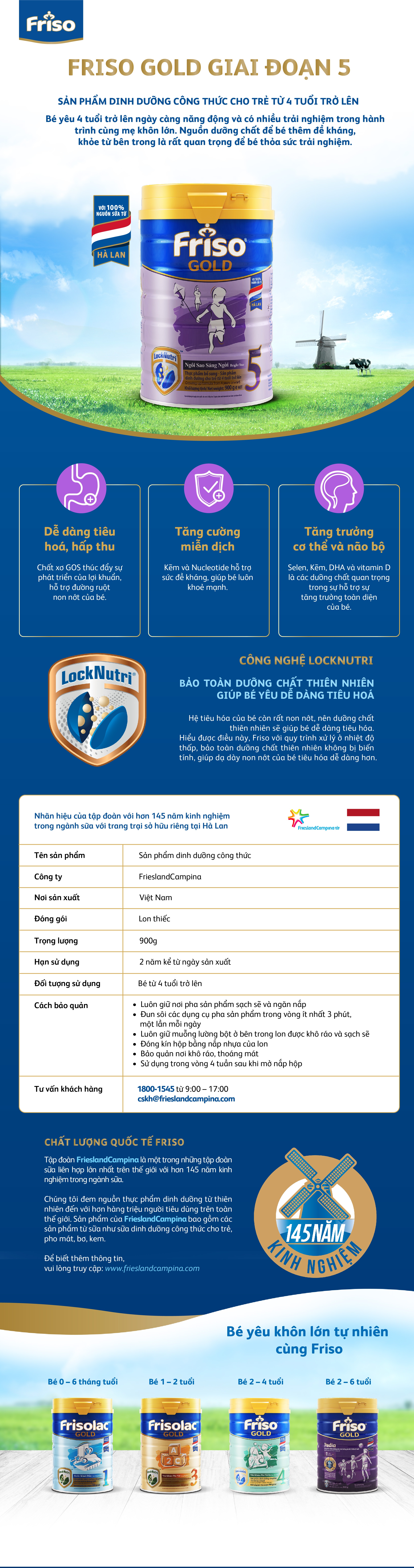 Sữa bột Friso Gold số 5 (900g) hình 4