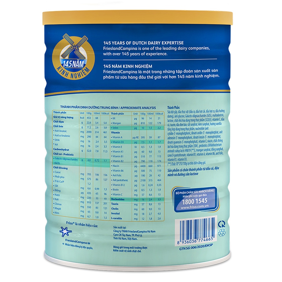 Sữa Friso Gold số 4 1400g cho bé 2-6 tuổi hình 2