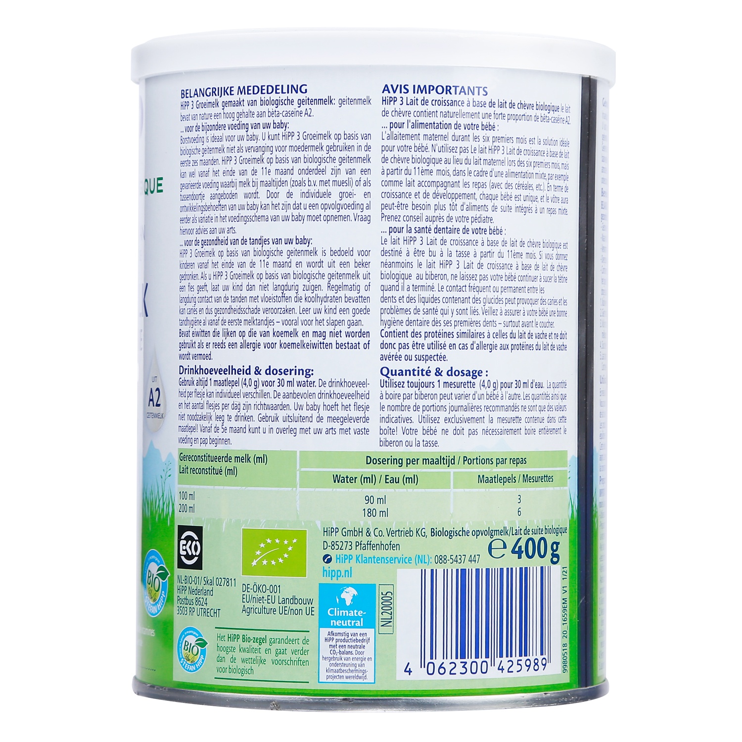 Sữa dê Hipp Organic số 3 400g cho bé trên 12 tháng tuổi hình 6