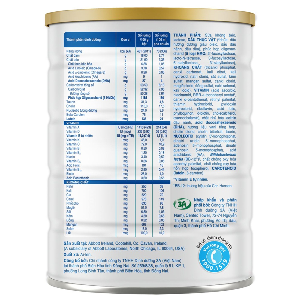 Bảng thành phần sữa Similac Total Protection 2+