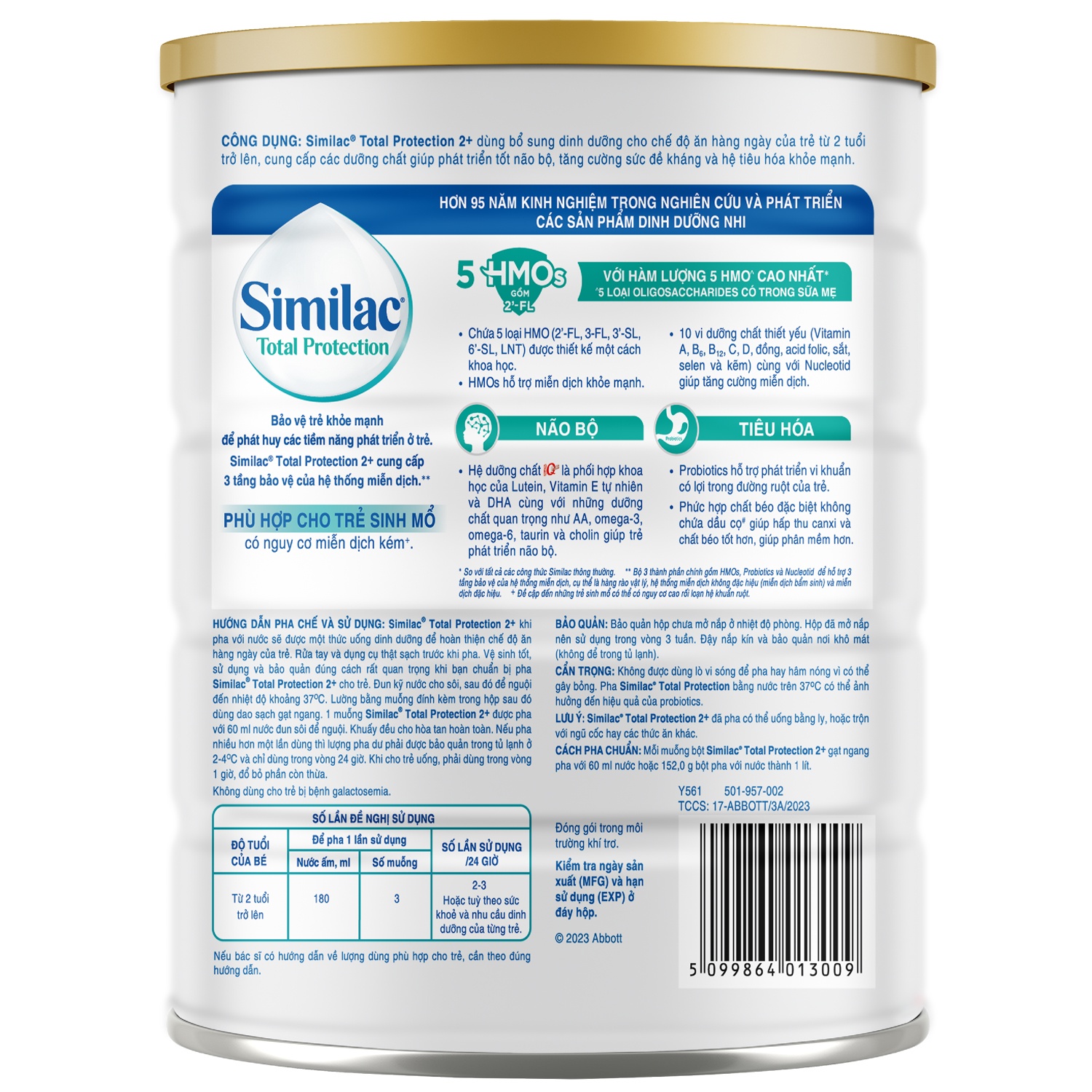 Sữa Similac số 2+ Total Protection 850g dành cho bé 2-6 tuổi (Bao bì mới)