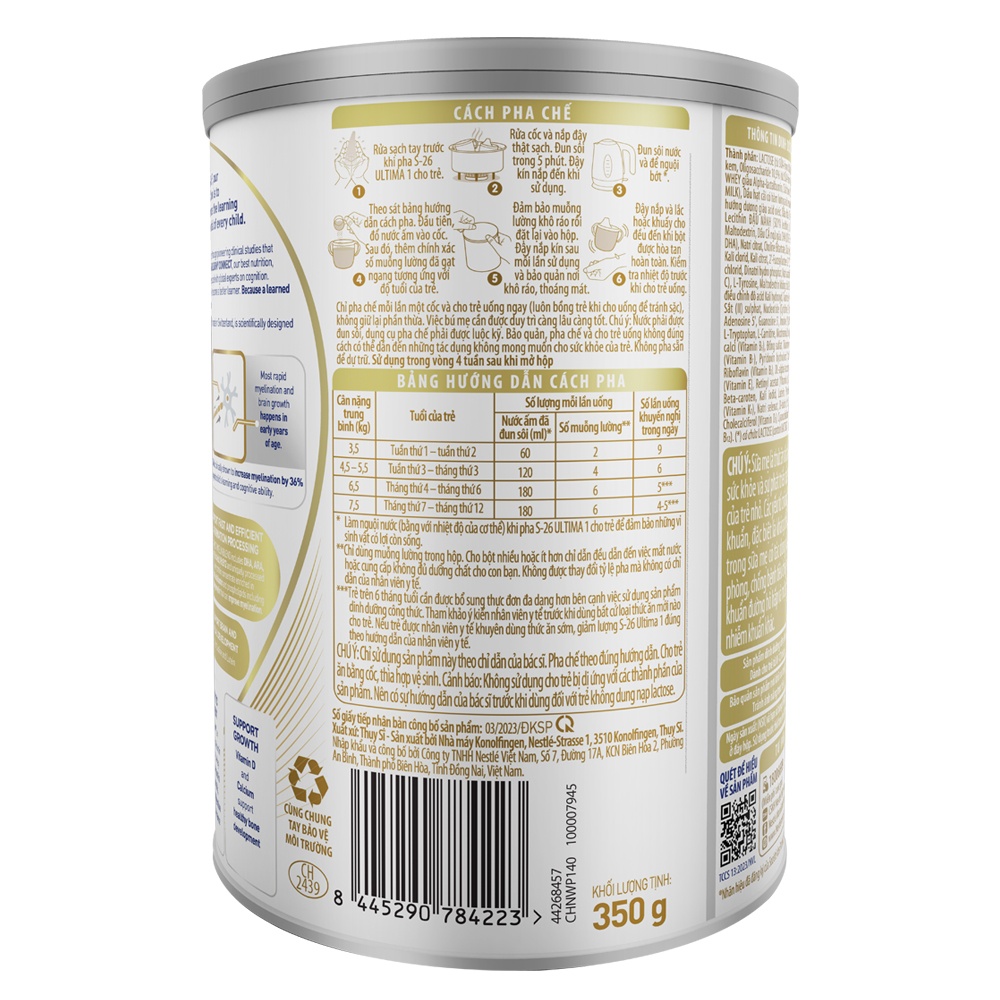 Sữa bột S-26 Ultima 1 350g dành cho bé từ 0-12 tháng tuổi hình 4