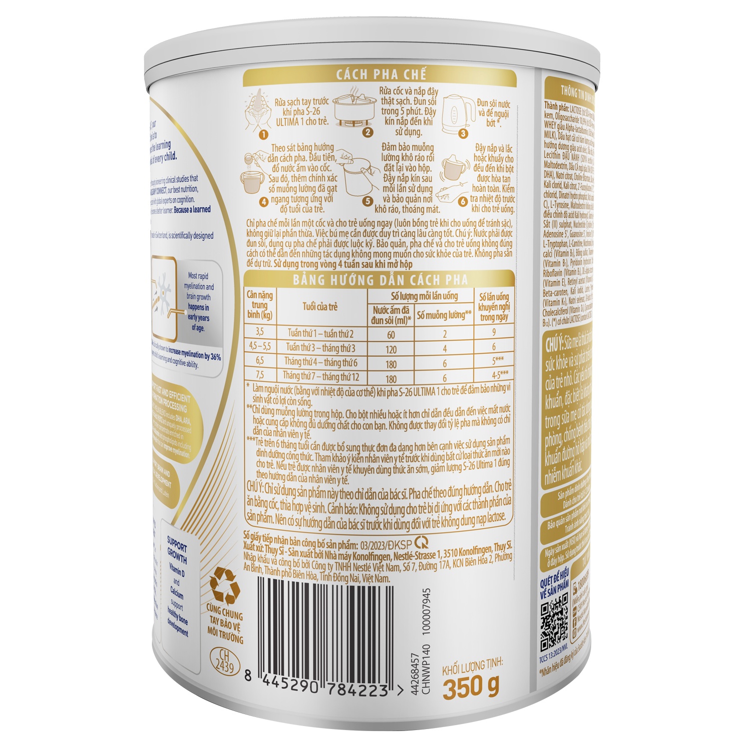 Sữa bột S-26 Ultima 1 350g dành cho bé từ 0-12 tháng tuổi hình 4