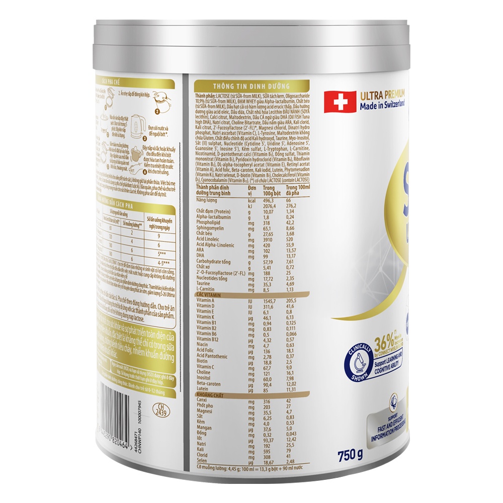 Sữa bột S-26 Ultima 1 750g dành cho bé từ 0-12 tháng tuổi hình 2