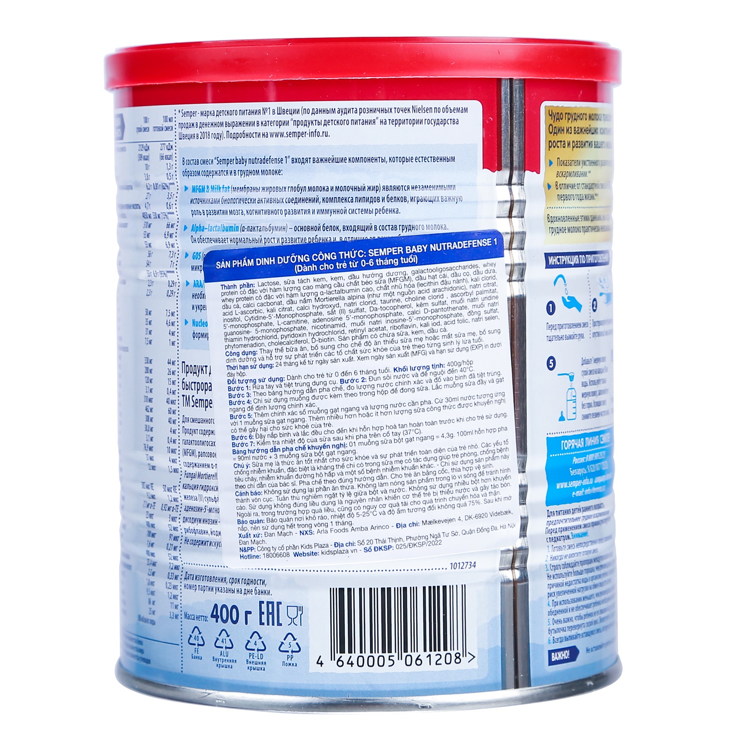 Sữa béo Semper Nga Nutradefense Số 1 400g (cho bé từ 0-6M) hình 2