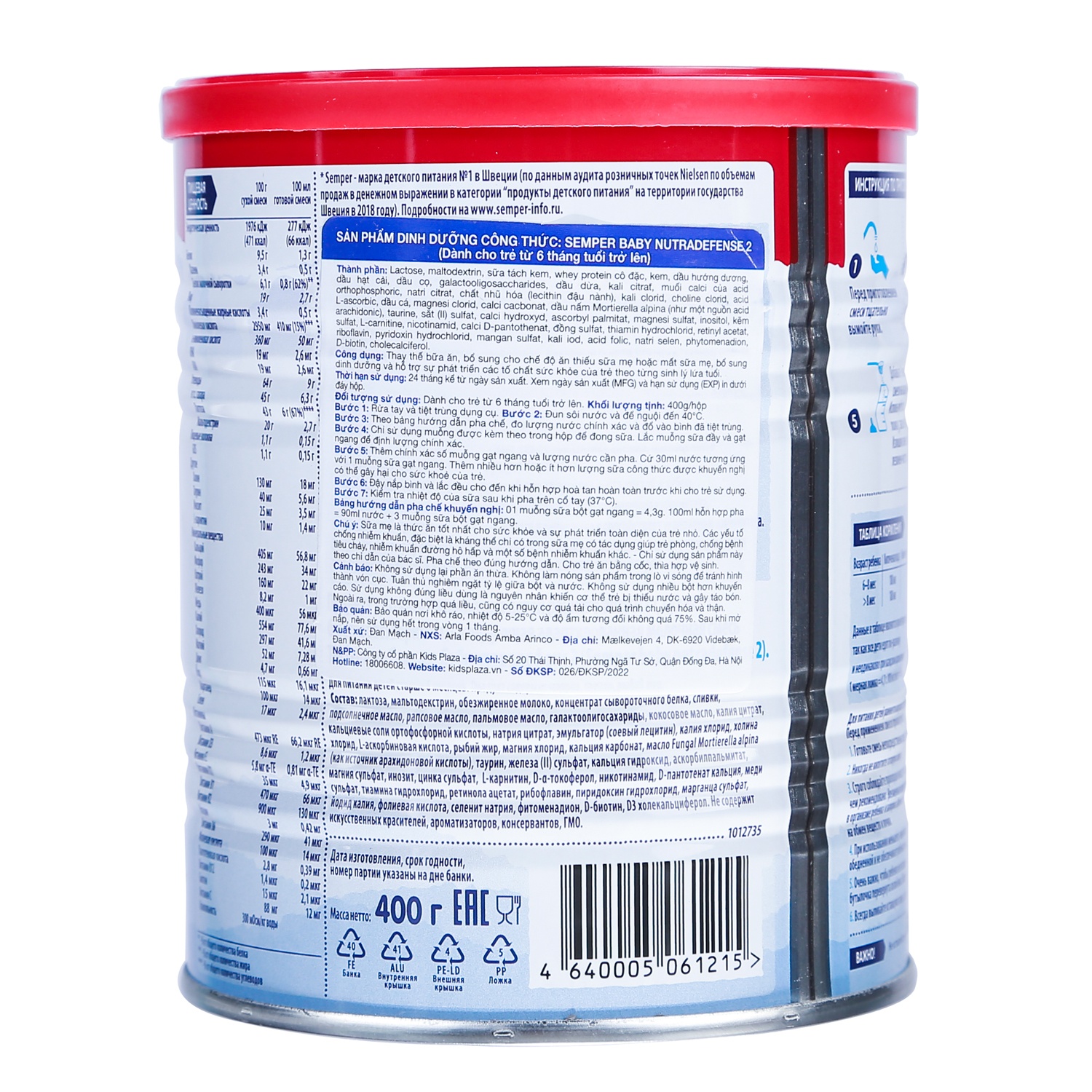 Sữa béo Semper Số 2 Nga Nutradefense  400gr cho bé 6M+ hình 2