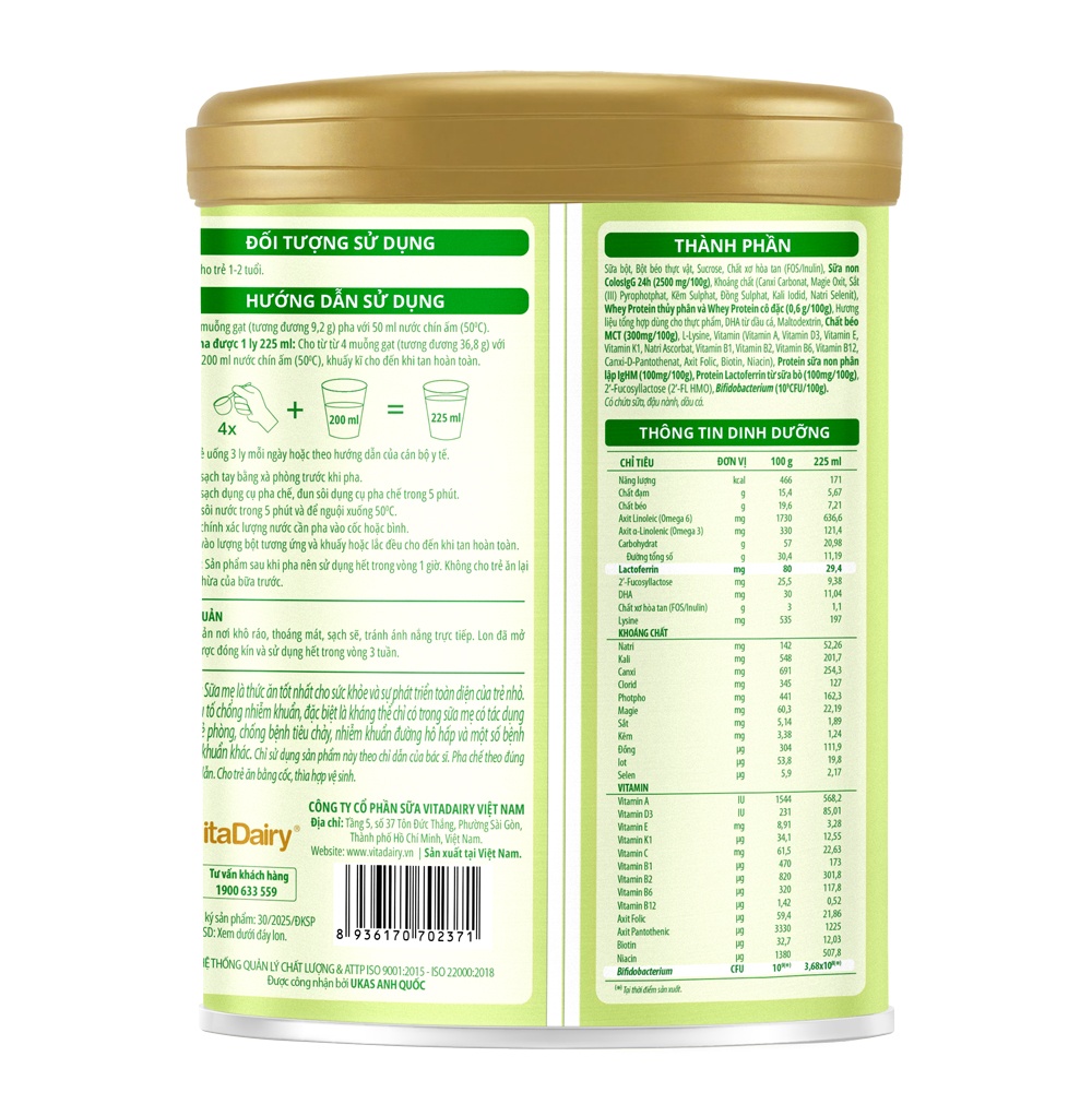 Sữa bột ColosBaby Lactoferrin 1+ 800g dành cho bé từ 1-2 tuổi hình 2