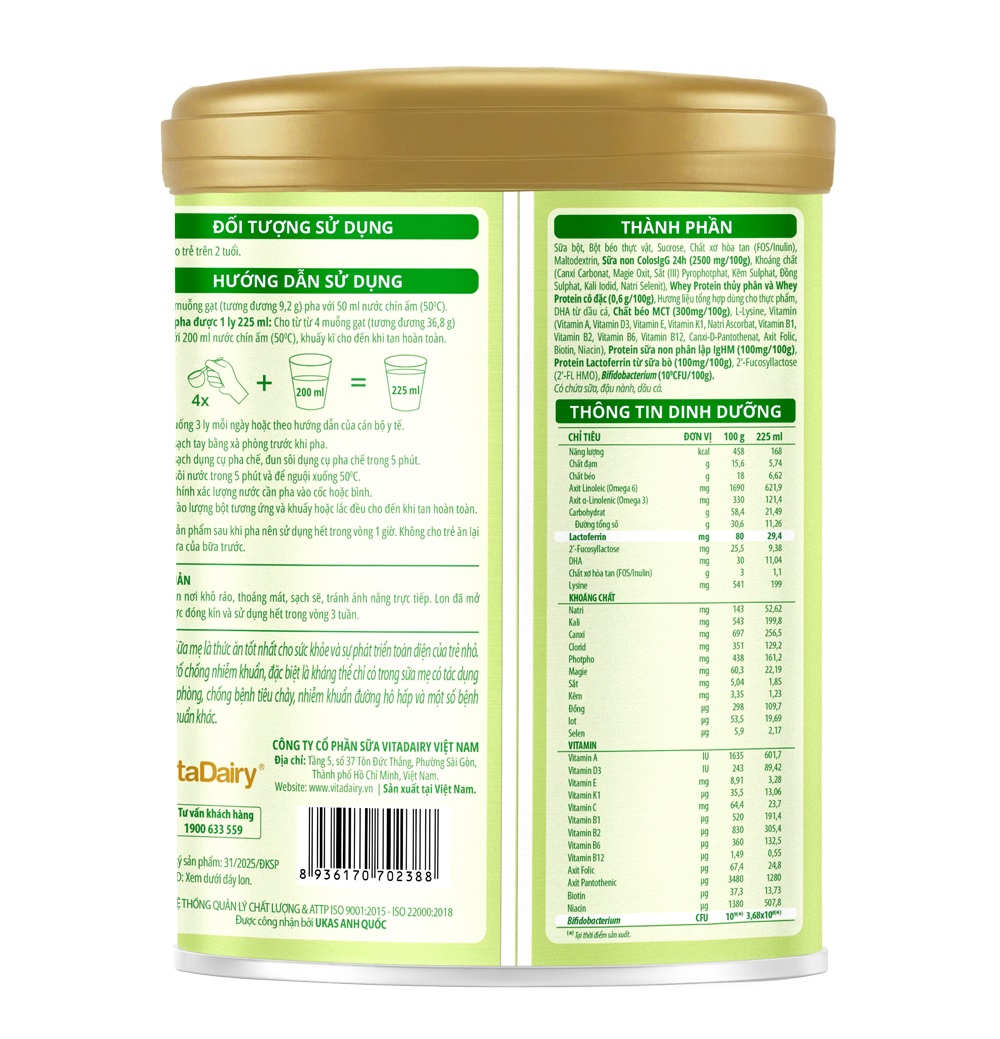 Sữa bột ColosBaby Lactoferrin 2+ 800g dành cho bé 2Y+ hình 2