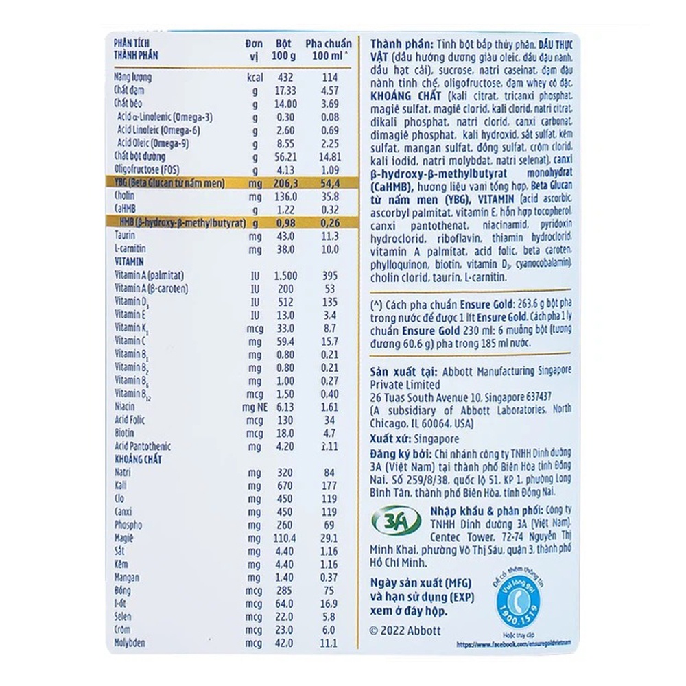 Sữa Ensure Gold hương Vani 400g hình 2