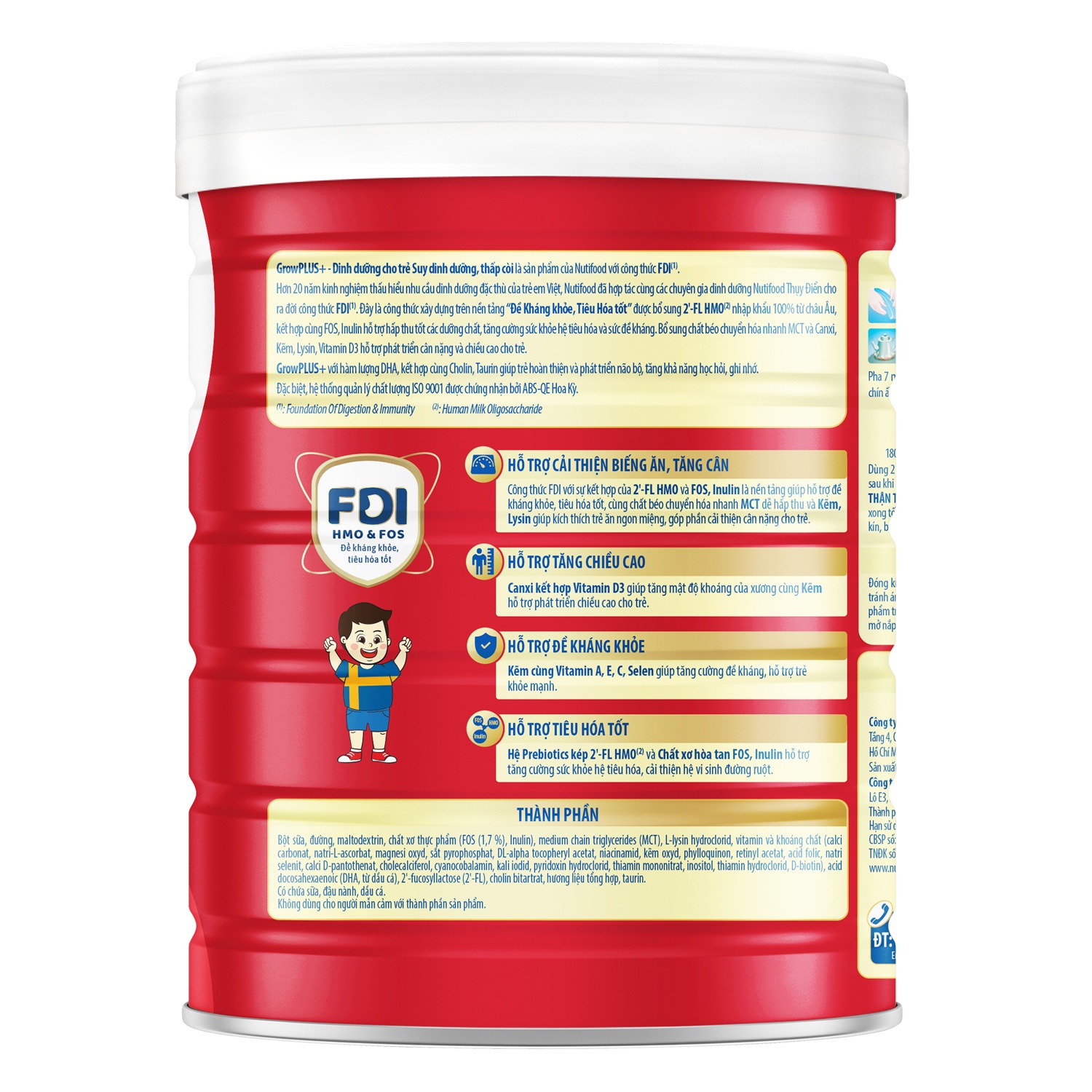 Đặc điển nổi bật của sữa bột Nutifood Grow Plus đỏ 2+ 900g