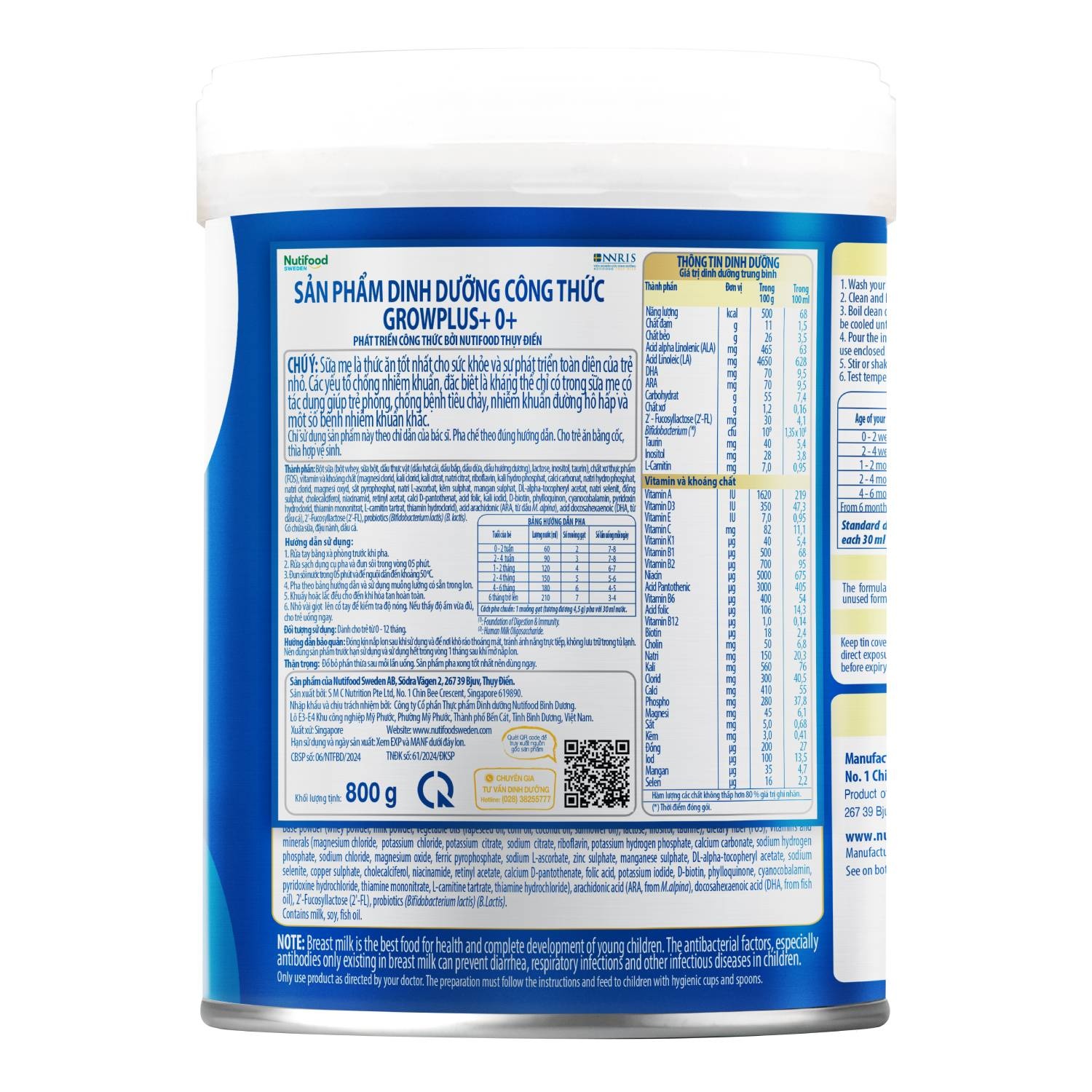 Sữa bột Nutifood GrowPlus+ Boosting Digestion 800g (0-12M)