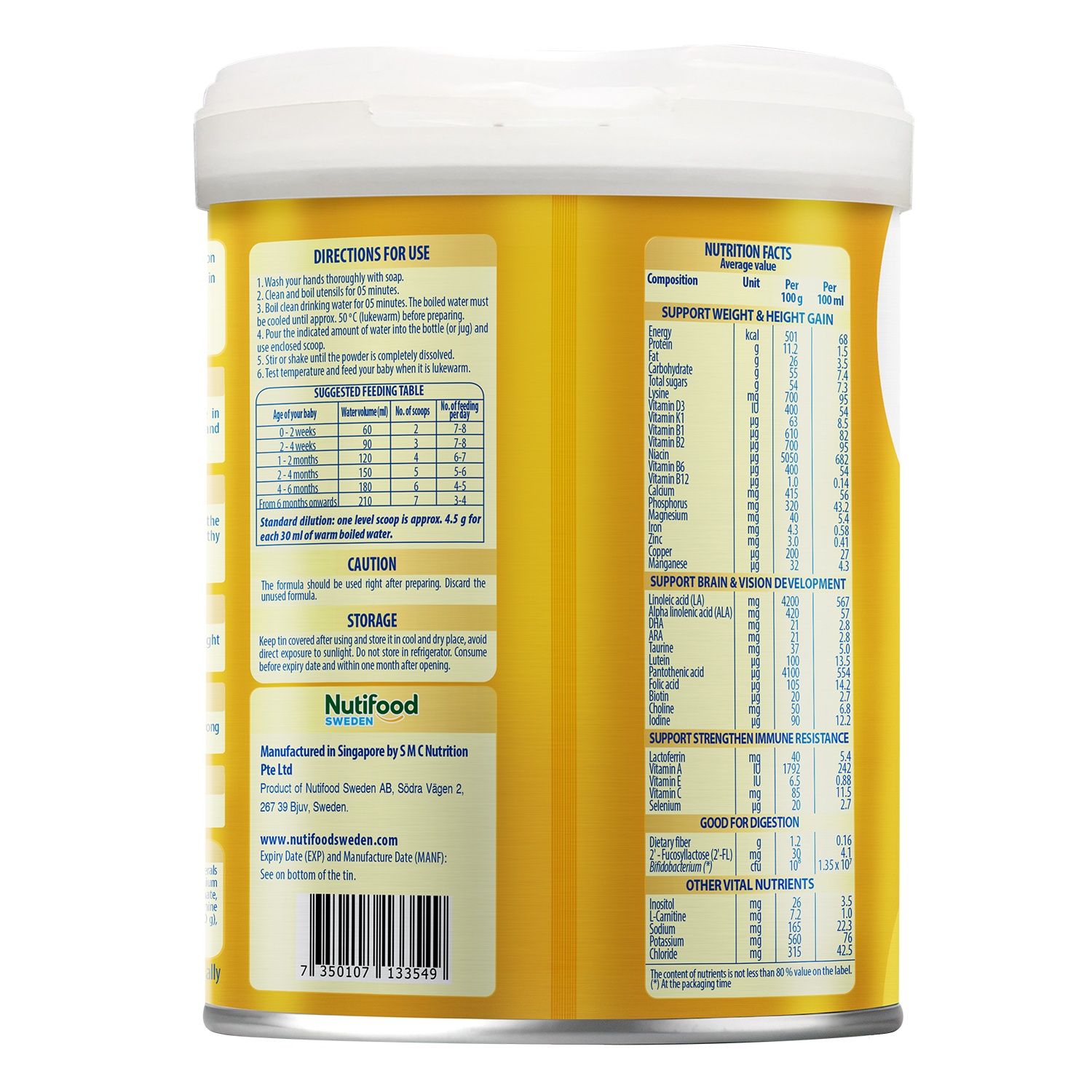 Thành phần của sữa Nutifood GrowPlus+ Colos Immunel 0+ 400g