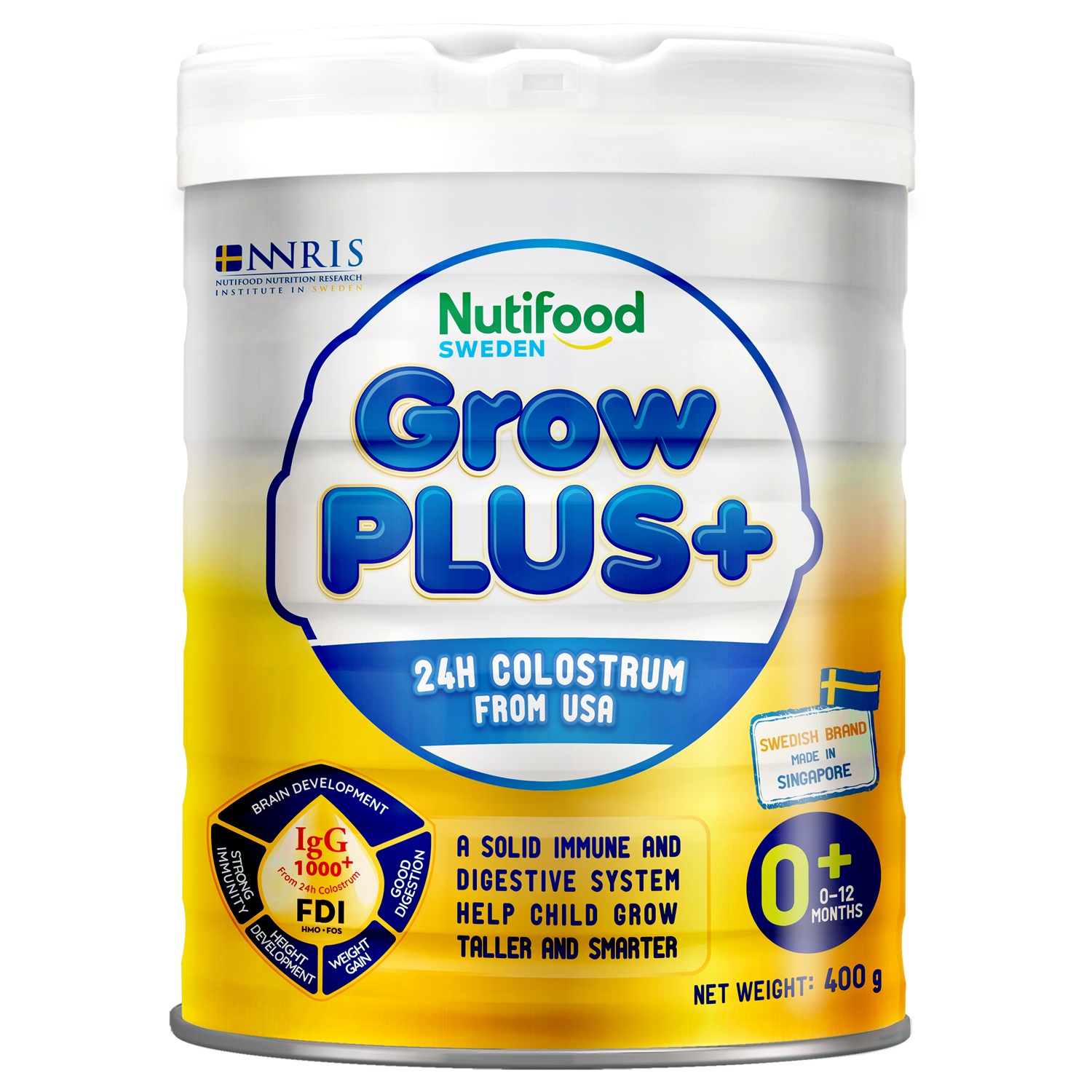 Sữa bột Nutifood GrowPlus+ Vàng (Sữa non) 400g (0-12M)