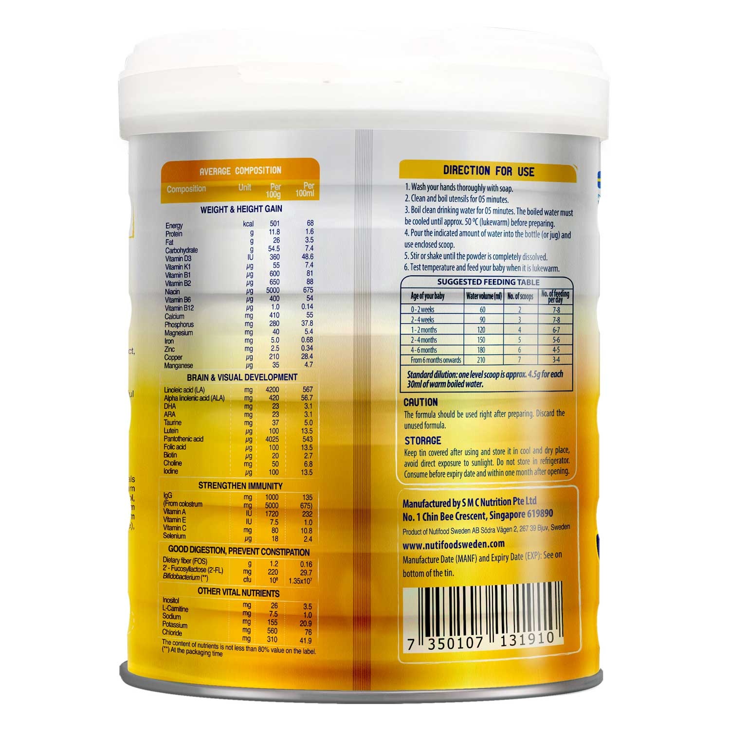 Sữa bột Nutifood GrowPlus+ Vàng (Sữa non) 800g (0-12M) hình 2