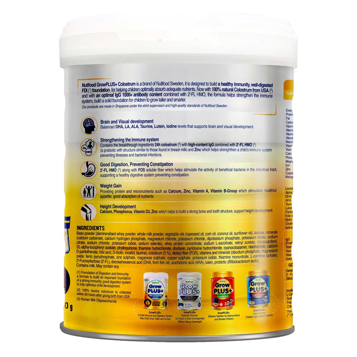 Sữa bột Nutifood GrowPlus+ Vàng (Sữa non) 800g (0-12M) hình 3