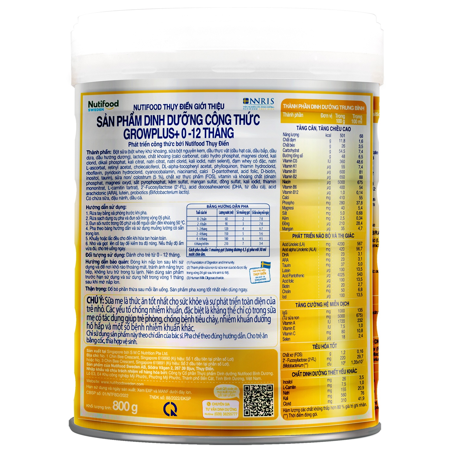 Sữa bột Nutifood GrowPlus+ Vàng (Sữa non) 800g (0-12M) hình 5