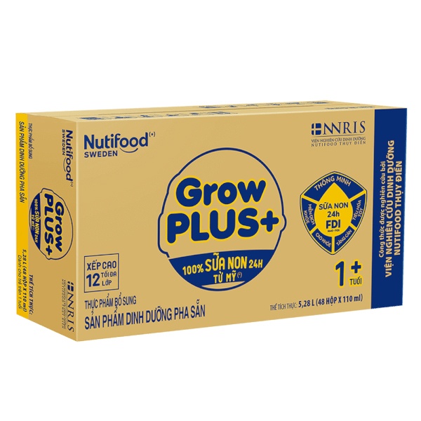 Sữa uống dinh dưỡng Nutifood GrowPLUS+ Vàng 4x110ml (Thùng 12 lốc) hình 2