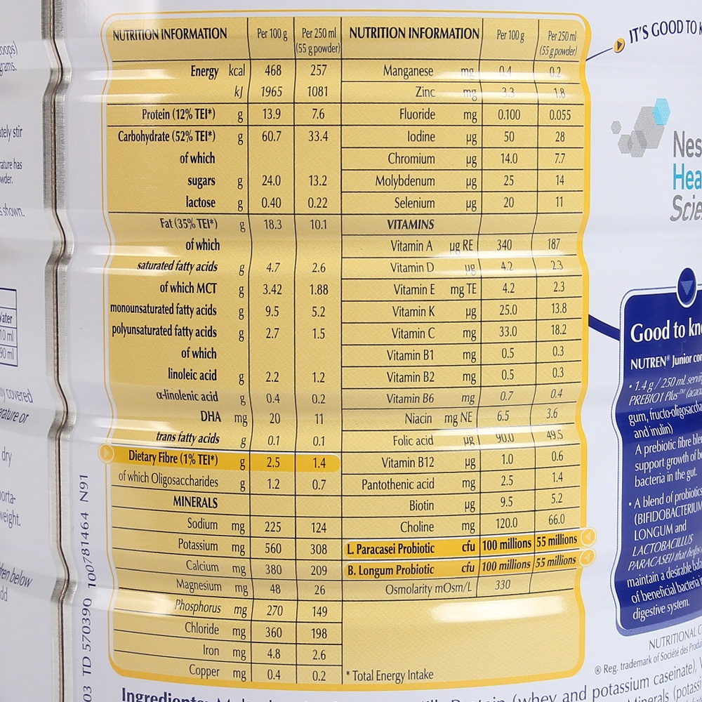 Sữa Nutren Junior 800g phát triển não bộ - thể chất cho bé (1 - 10 tuổi) hình 2